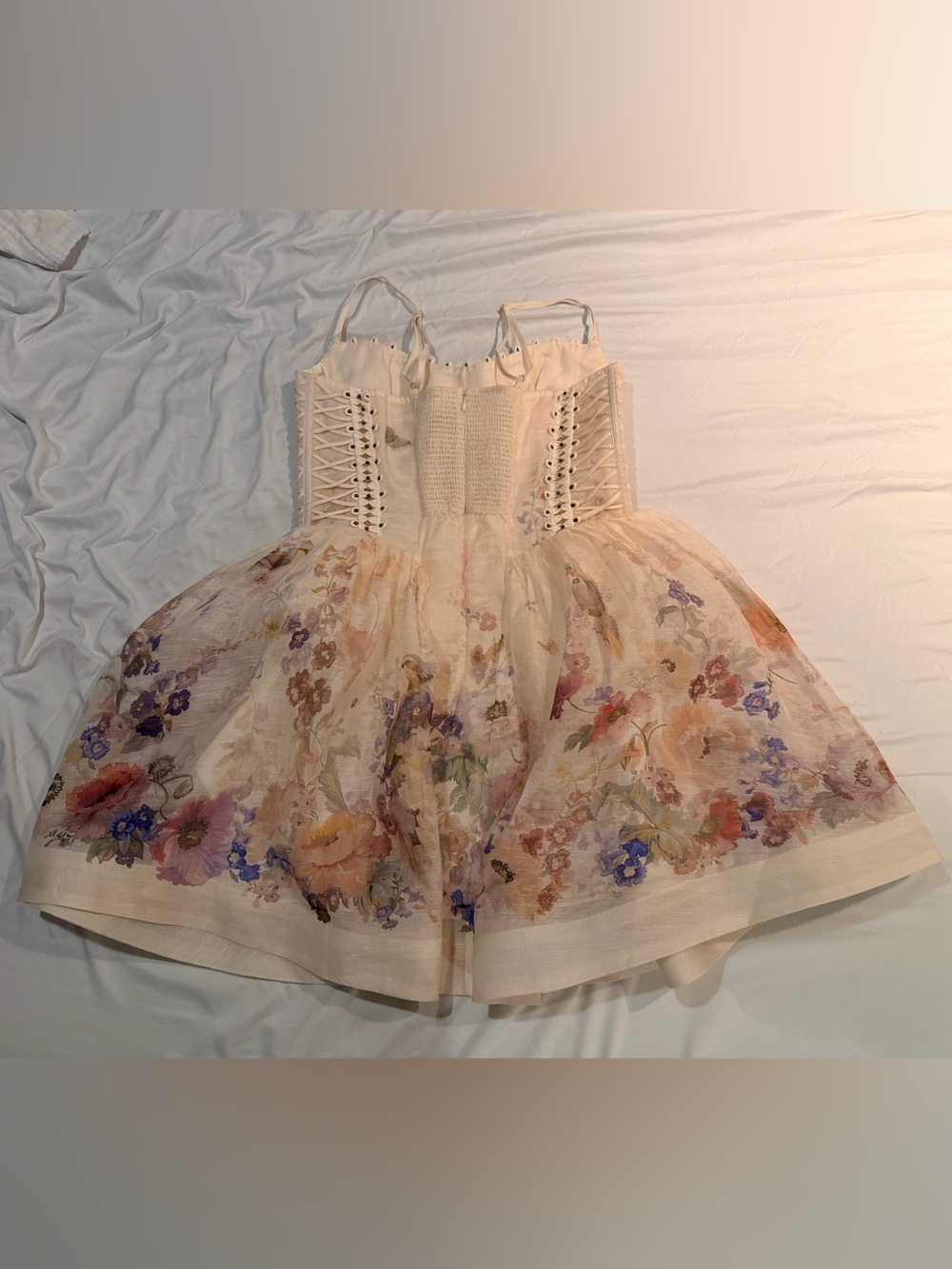 Zimmermann Alchemy Beaded Mini Dress in Cream Multi Floral - Picture 2 of 7